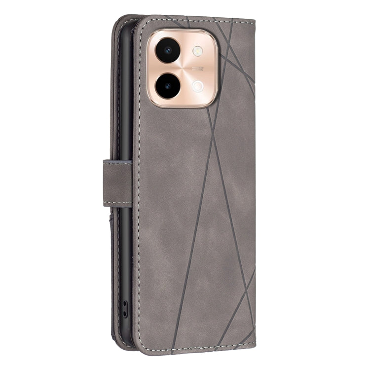 For vivo Y28 4G Magnetic Buckle Rhombus Texture Leather Phone Case