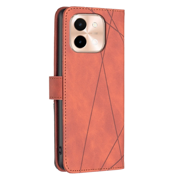 For vivo Y28 4G Magnetic Buckle Rhombus Texture Leather Phone Case