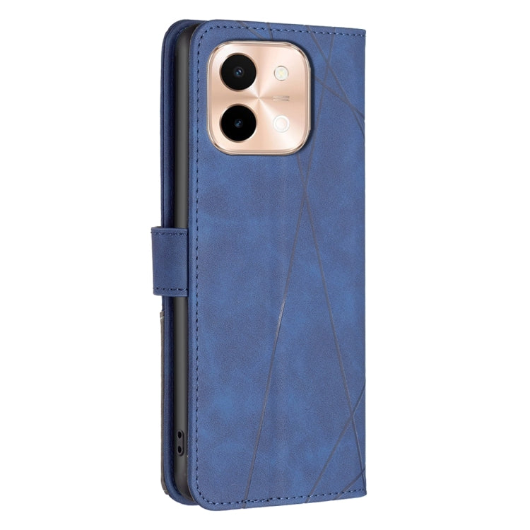 For vivo Y28 4G Magnetic Buckle Rhombus Texture Leather Phone Case