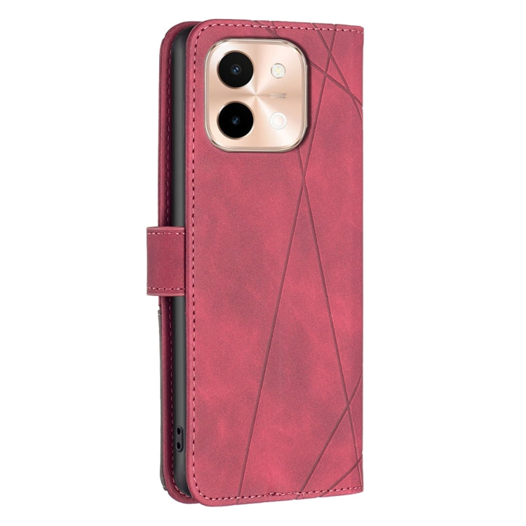 For vivo Y28 4G Magnetic Buckle Rhombus Texture Leather Phone Case