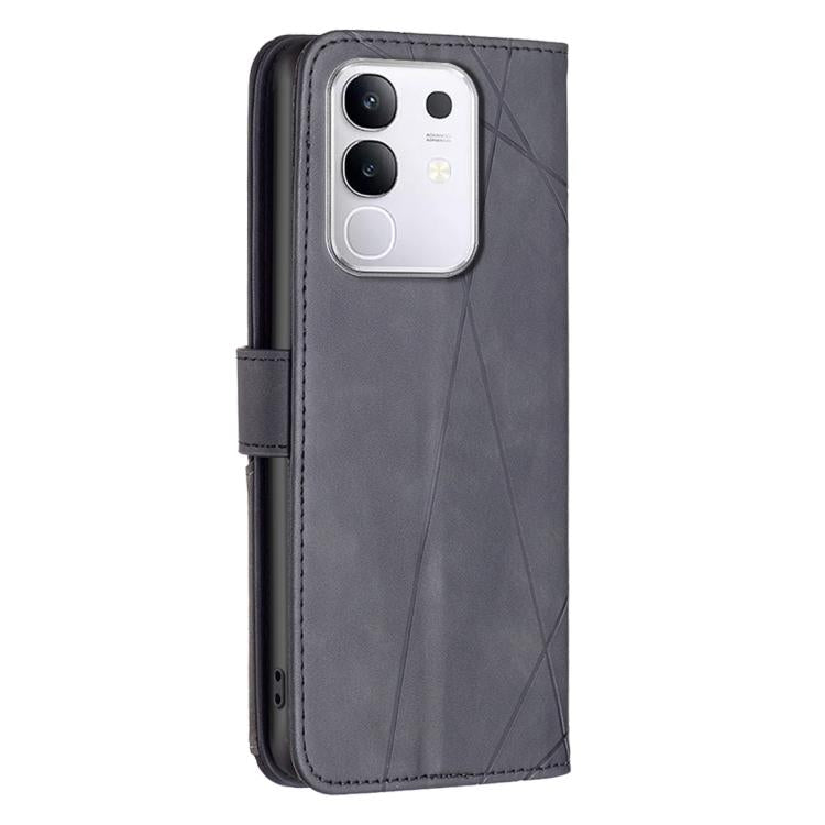 For vivo Y29 4G Magnetic Buckle Rhombus Texture Leather Phone Case