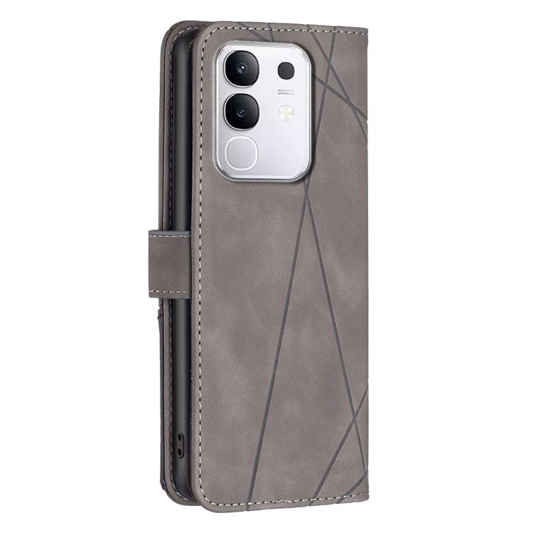 For vivo Y29 4G Magnetic Buckle Rhombus Texture Leather Phone Case