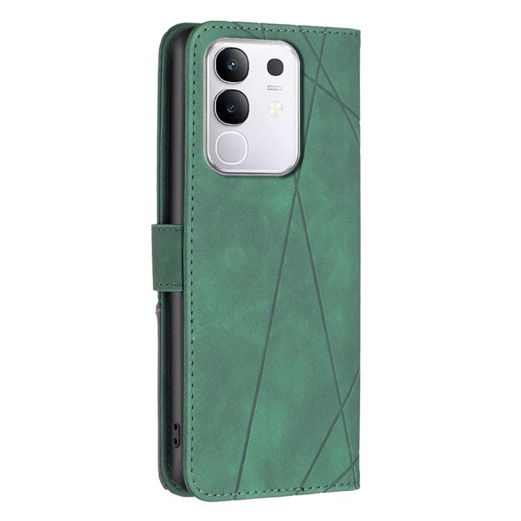 For vivo Y29 4G Magnetic Buckle Rhombus Texture Leather Phone Case