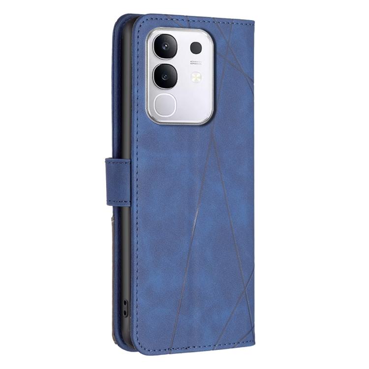 For vivo Y29 4G Magnetic Buckle Rhombus Texture Leather Phone Case