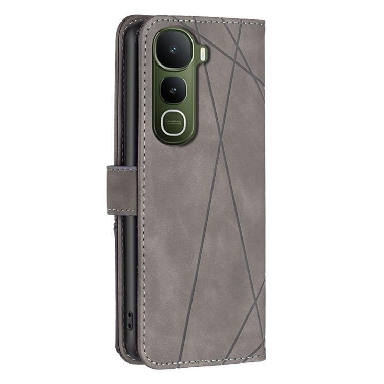 For vivo Y400 5G Global Magnetic Buckle Rhombus Texture Leather Phone Case