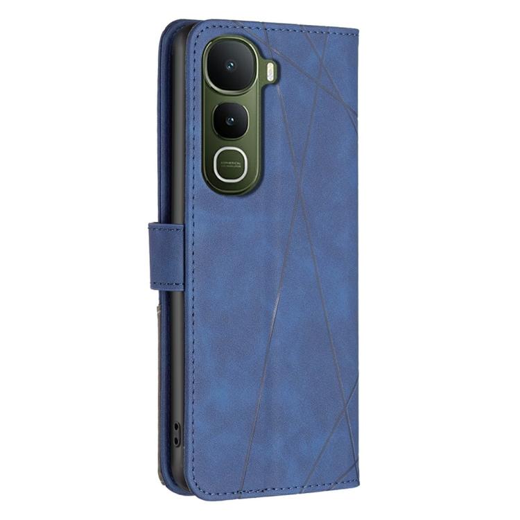 For vivo Y400 5G Global Magnetic Buckle Rhombus Texture Leather Phone Case