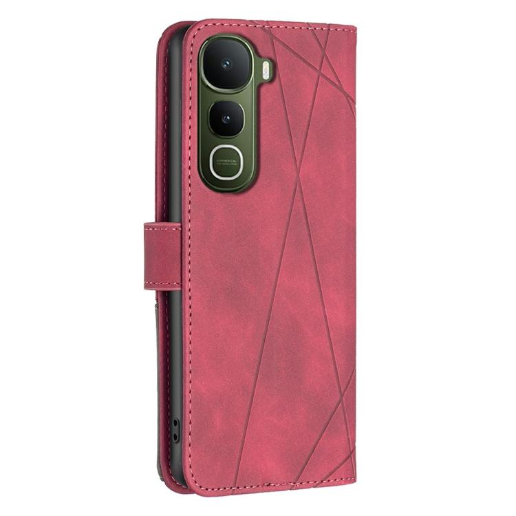 For vivo Y400 5G Global Magnetic Buckle Rhombus Texture Leather Phone Case