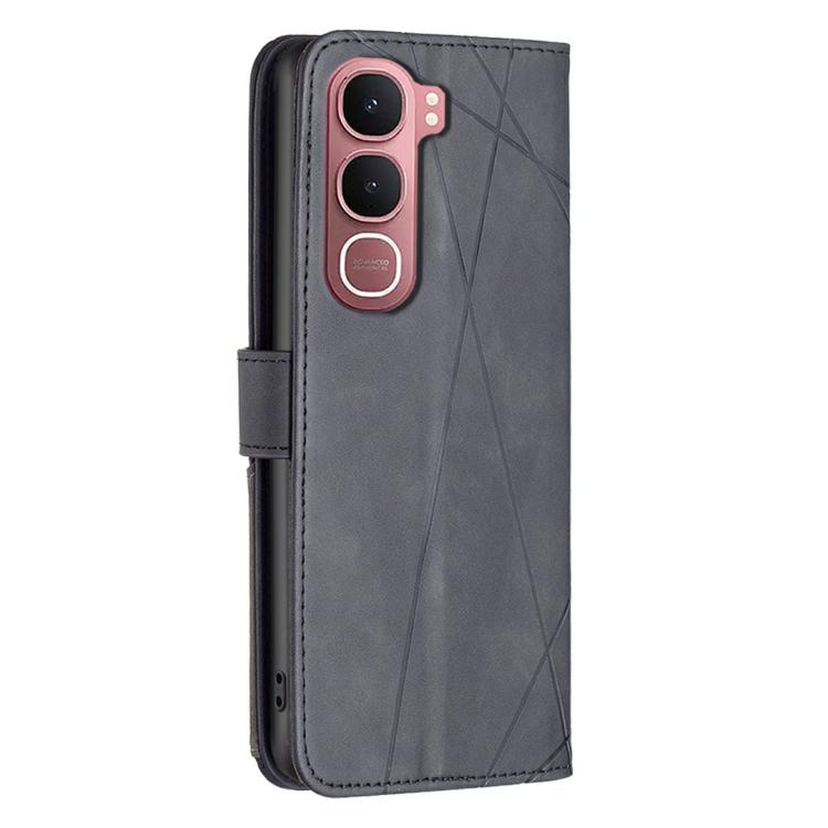 For vivo Y31 5G 2025 Magnetic Buckle Rhombus Texture Leather Phone Case