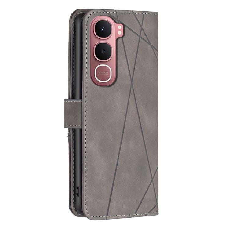 For vivo Y31 5G 2025 Magnetic Buckle Rhombus Texture Leather Phone Case