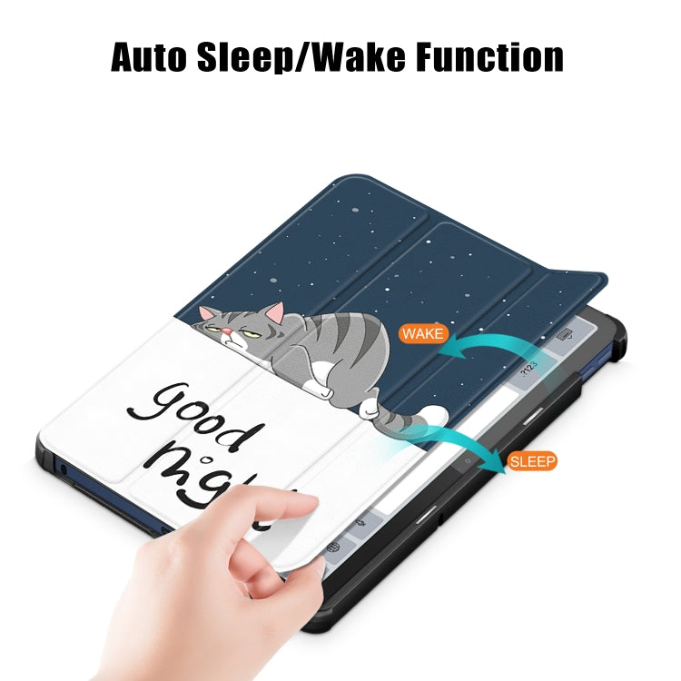 For Lenovo Tab M10 5G 10.6 3-folding Magnetic Buckle Coloured Drawing Leather Smart Tablet Case