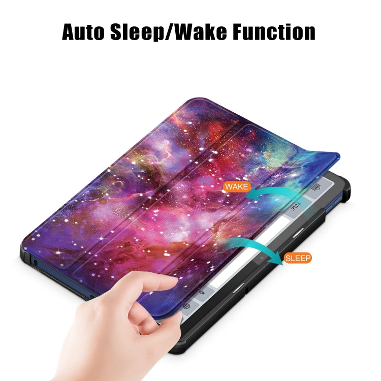 For Lenovo Tab M10 5G 10.6 3-folding Magnetic Buckle Coloured Drawing Leather Smart Tablet Case