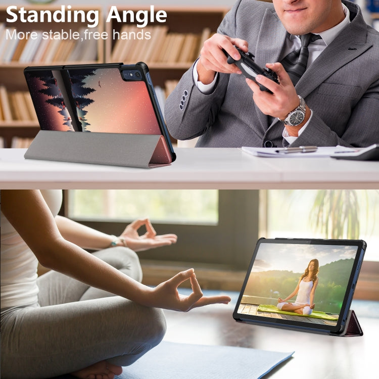 For Lenovo Tab M10 5G 10.6 3-folding Magnetic Buckle Coloured Drawing Leather Smart Tablet Case