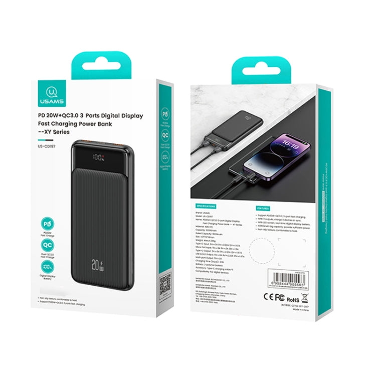 USAMS US-CD199 20000mAh 20W Digital Display Fast Charging Power Bank(Black)