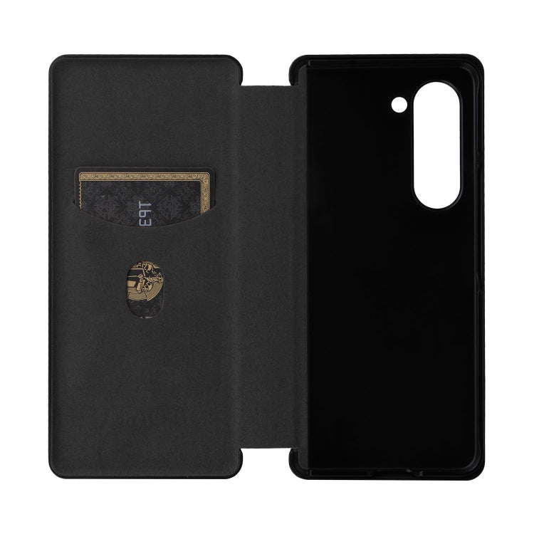 For Samsung Galaxy Z Fold5 Carbon Fiber Texture Flip Leather Phone Case