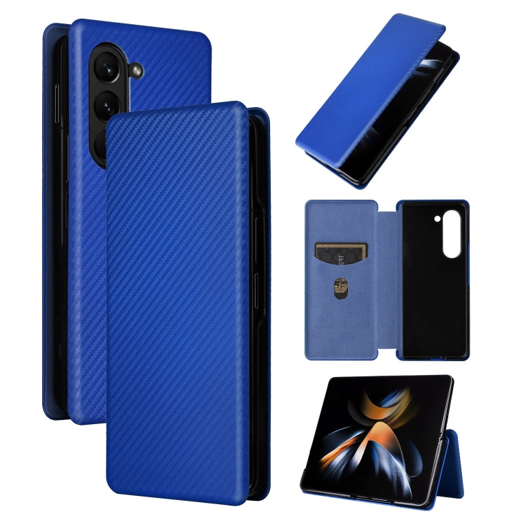 For Samsung Galaxy Z Fold5 Carbon Fiber Texture Flip Leather Phone Case