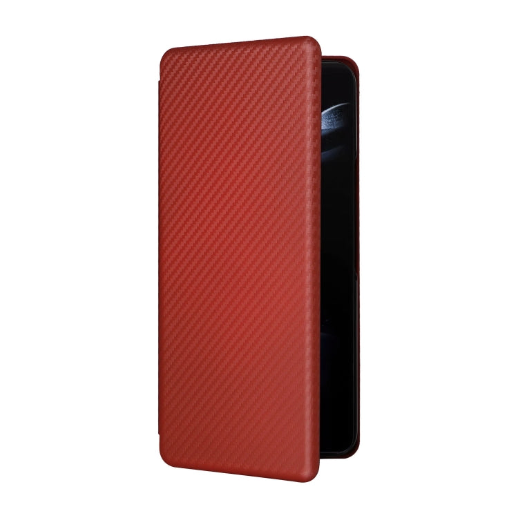For Samsung Galaxy Z Fold5 Carbon Fiber Texture Flip Leather Phone Case