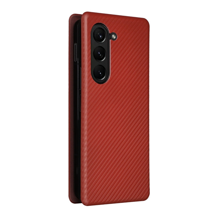For Samsung Galaxy Z Fold5 Carbon Fiber Texture Flip Leather Phone Case