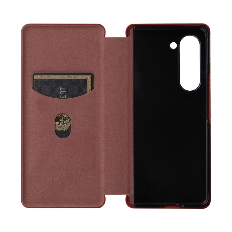 For Samsung Galaxy Z Fold5 Carbon Fiber Texture Flip Leather Phone Case