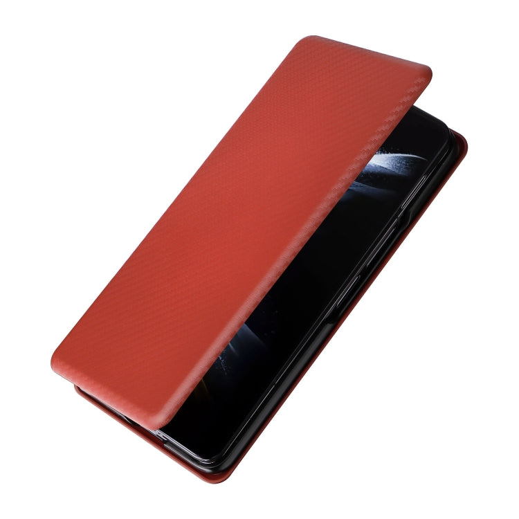 For Samsung Galaxy Z Fold5 Carbon Fiber Texture Flip Leather Phone Case