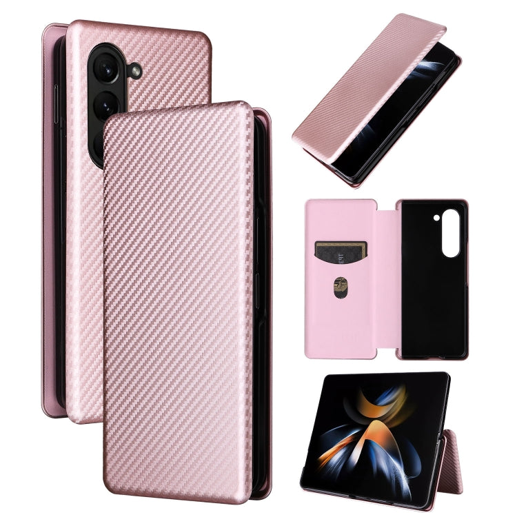 For Samsung Galaxy Z Fold5 Carbon Fiber Texture Flip Leather Phone Case