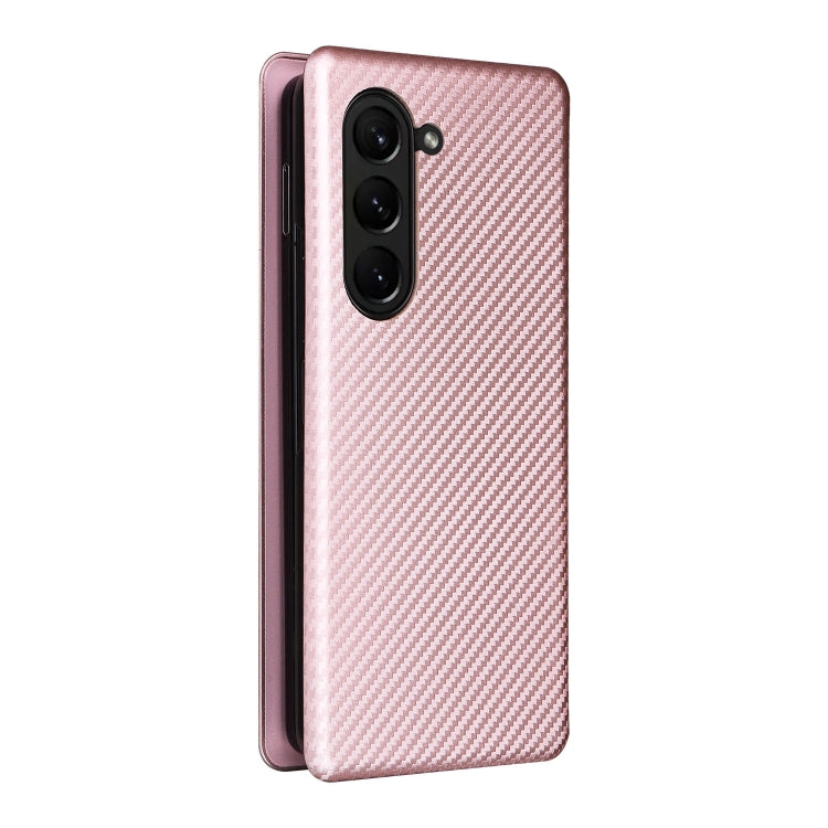 For Samsung Galaxy Z Fold5 Carbon Fiber Texture Flip Leather Phone Case