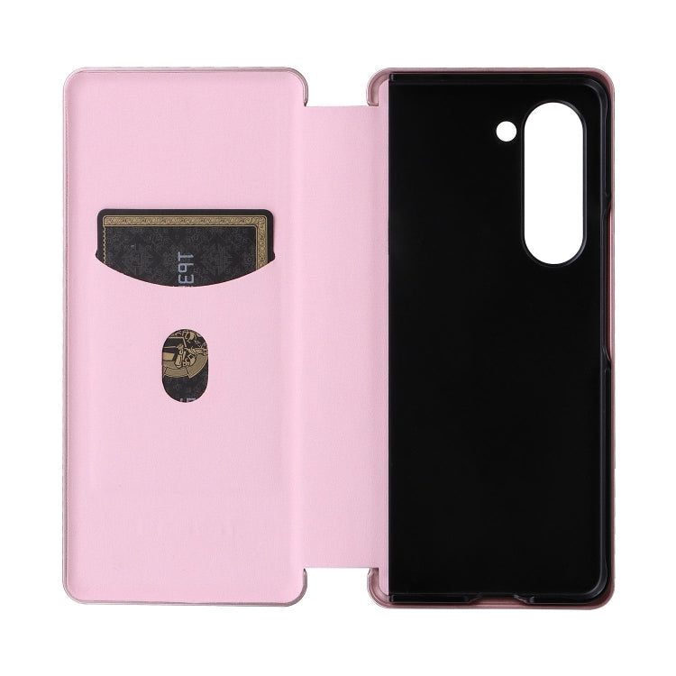 For Samsung Galaxy Z Fold5 Carbon Fiber Texture Flip Leather Phone Case