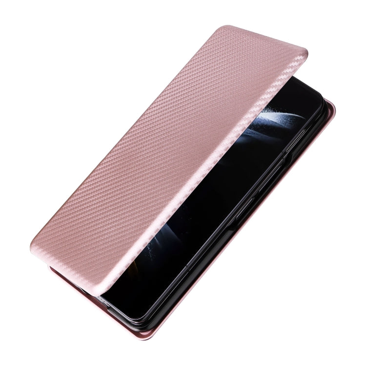 For Samsung Galaxy Z Fold5 Carbon Fiber Texture Flip Leather Phone Case