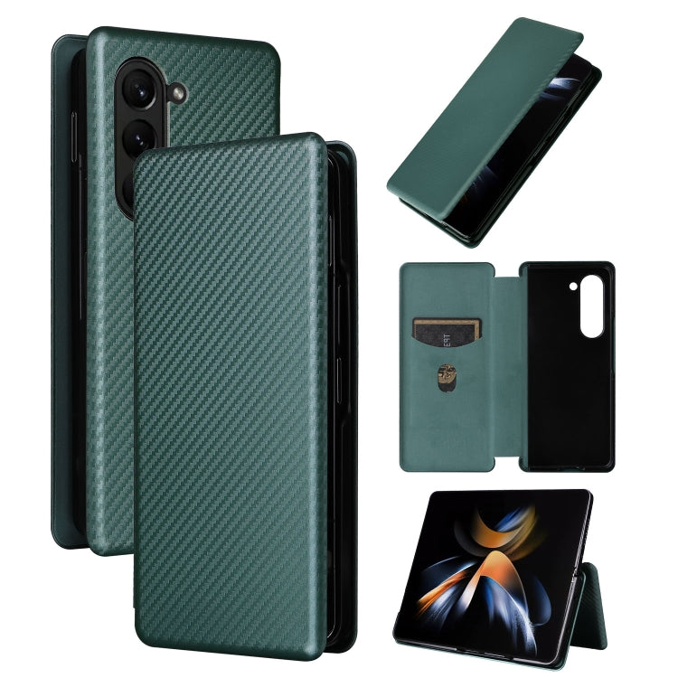 For Samsung Galaxy Z Fold5 Carbon Fiber Texture Flip Leather Phone Case