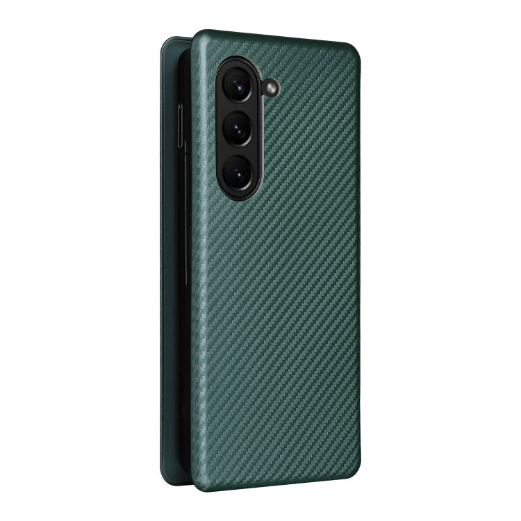 For Samsung Galaxy Z Fold5 Carbon Fiber Texture Flip Leather Phone Case