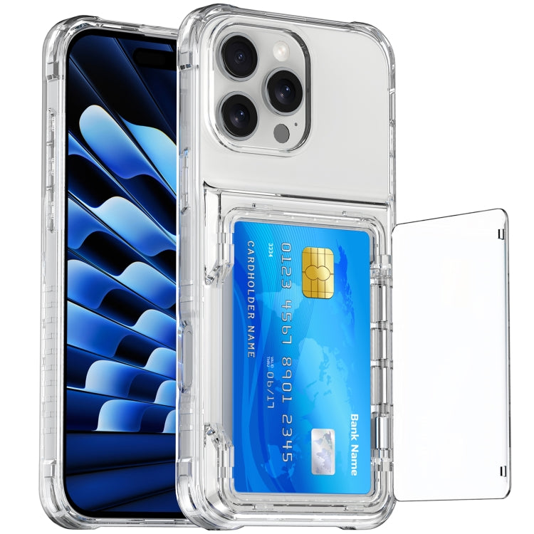 For iPhone 16 Pro Max Crystal Clear Flip Card Slot Phone Case