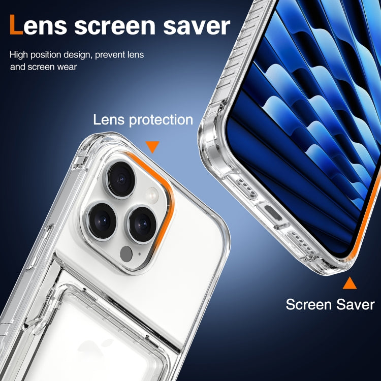 For iPhone 16 Pro Max Crystal Clear Flip Card Slot Phone Case