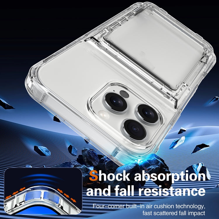 For iPhone 16 Pro Max Crystal Clear Flip Card Slot Phone Case