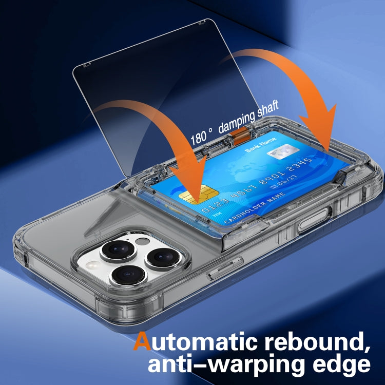 For iPhone 16 Pro Max Crystal Clear Flip Card Slot Phone Case