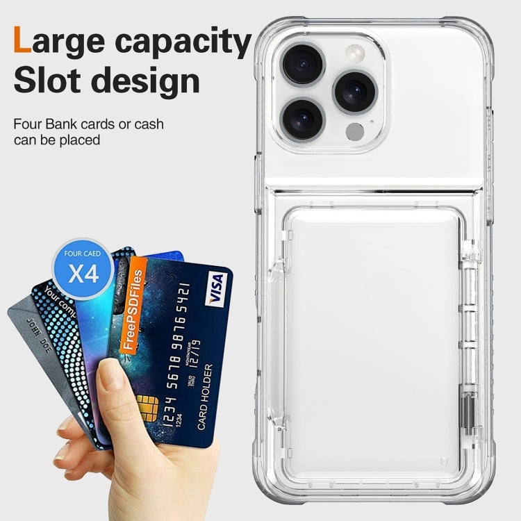 For iPhone 16 Pro Crystal Clear Flip Card Slot Phone Case