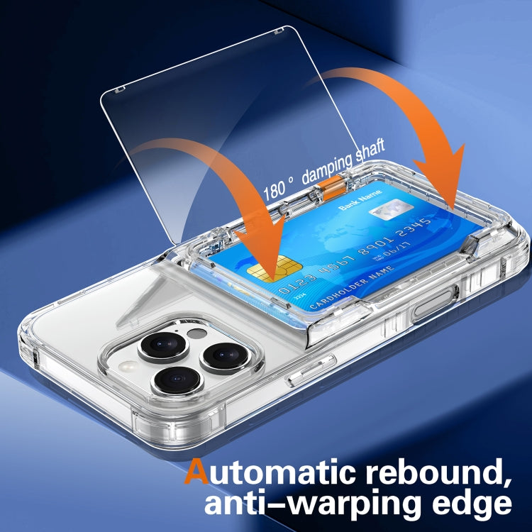 For iPhone 16 Pro Crystal Clear Flip Card Slot Phone Case