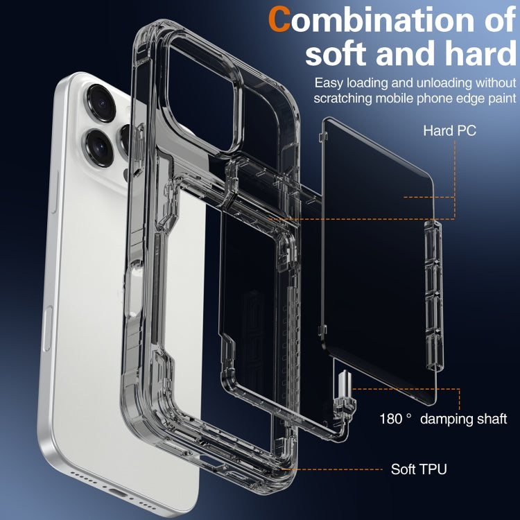 For iPhone 16 Pro Crystal Clear Flip Card Slot Phone Case