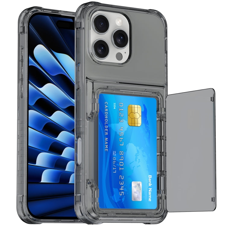For iPhone 16 Pro Crystal Clear Flip Card Slot Phone Case
