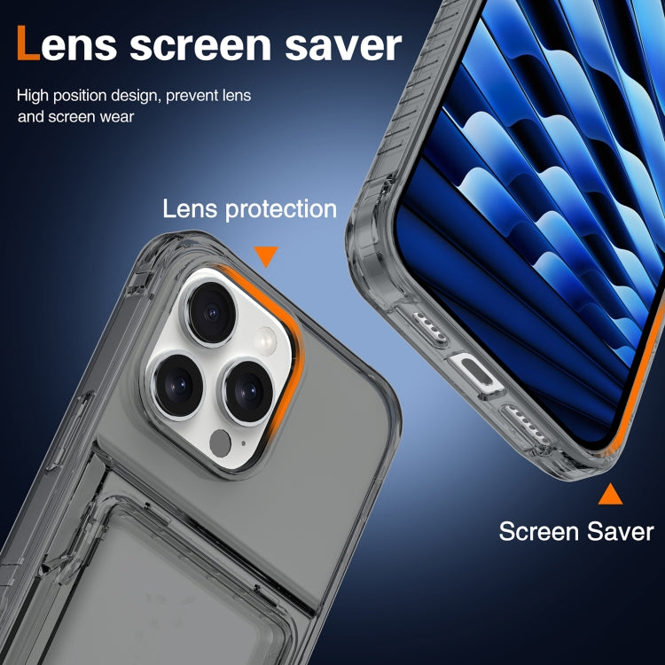 For iPhone 16 Pro Crystal Clear Flip Card Slot Phone Case