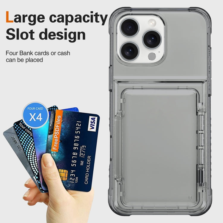 For iPhone 16 Pro Crystal Clear Flip Card Slot Phone Case