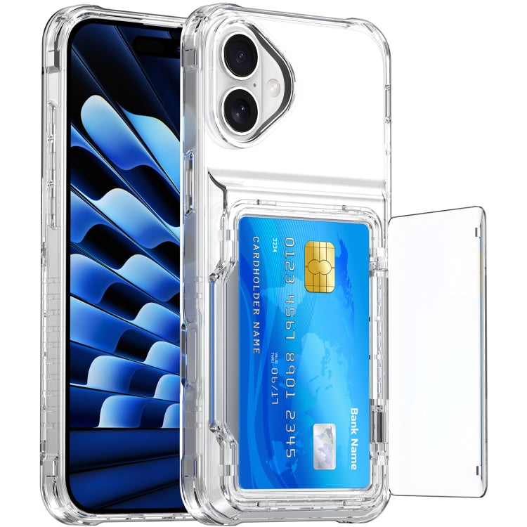 For iPhone 16 Crystal Clear Flip Card Slot Phone Case