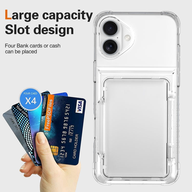 For iPhone 16 Crystal Clear Flip Card Slot Phone Case