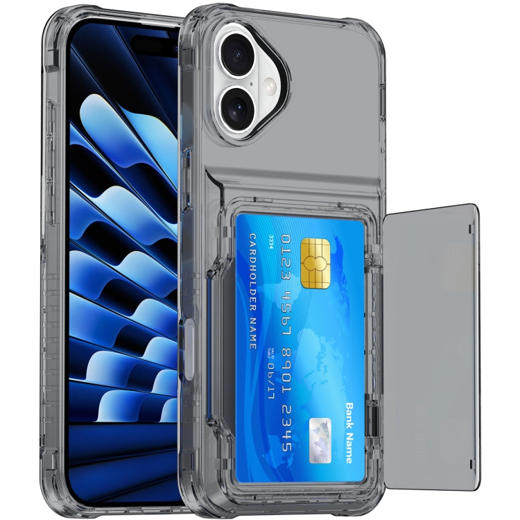 For iPhone 16 Crystal Clear Flip Card Slot Phone Case