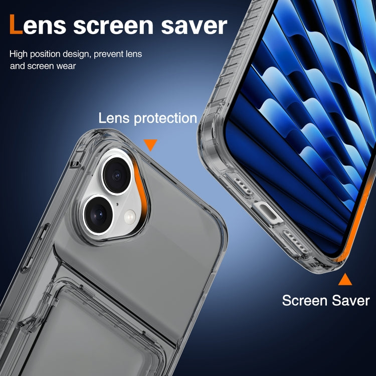 For iPhone 16 Crystal Clear Flip Card Slot Phone Case