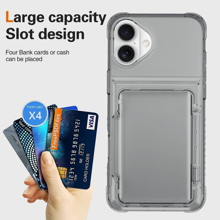 For iPhone 16 Crystal Clear Flip Card Slot Phone Case