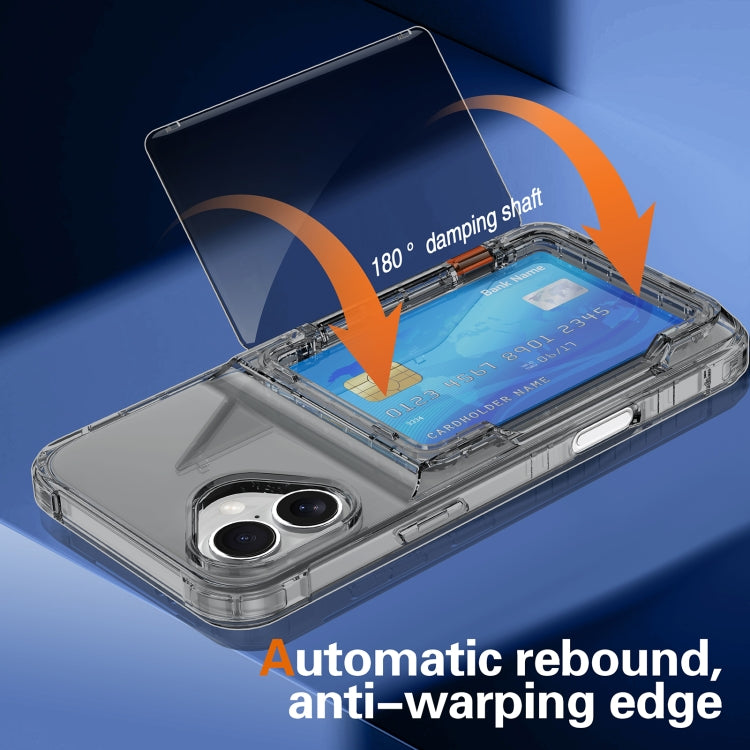 For iPhone 16 Crystal Clear Flip Card Slot Phone Case