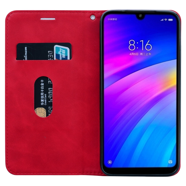 For Xiaomi Redmi 7 Frosted Business Magnetic Horizontal Flip PU Leather Case with Holder & Card Slot & Lanyard