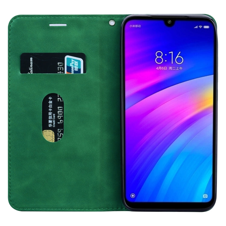 For Xiaomi Redmi 7 Frosted Business Magnetic Horizontal Flip PU Leather Case with Holder & Card Slot & Lanyard