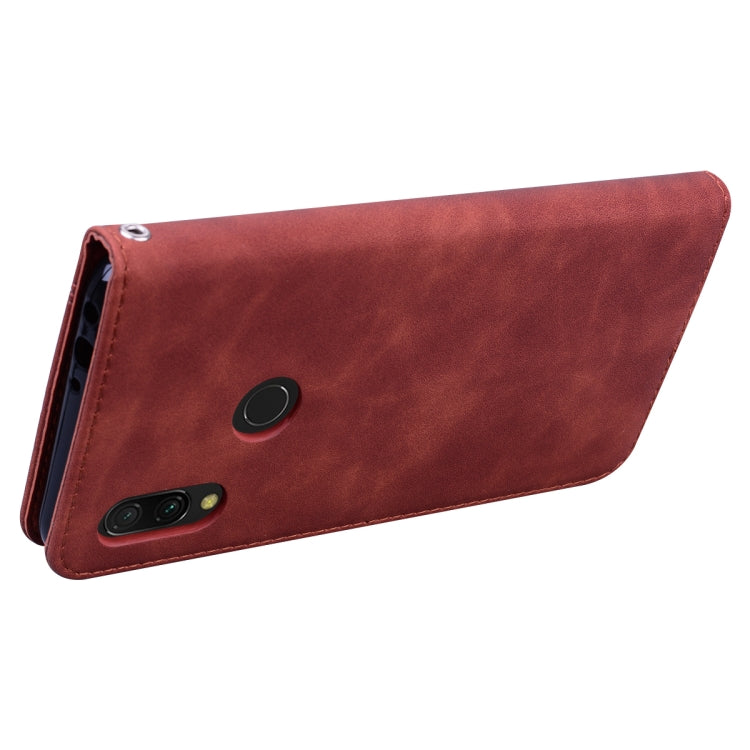 For Xiaomi Redmi 7 Frosted Business Magnetic Horizontal Flip PU Leather Case with Holder & Card Slot & Lanyard
