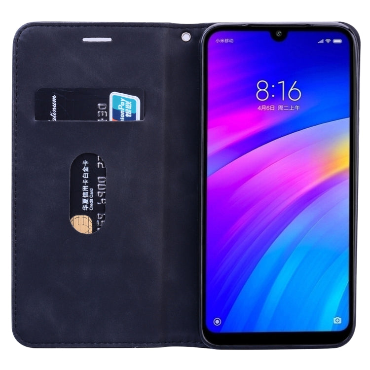 For Xiaomi Redmi 7 Frosted Business Magnetic Horizontal Flip PU Leather Case with Holder & Card Slot & Lanyard