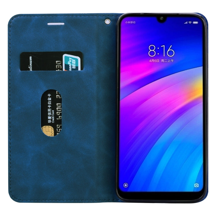 For Xiaomi Redmi 7 Frosted Business Magnetic Horizontal Flip PU Leather Case with Holder & Card Slot & Lanyard